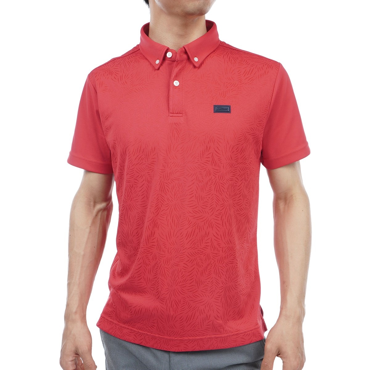 Titleist タイトリストレディース長袖Tシャツ ポロシャツ 春夏秋 リーフジャカード ストレッチ半袖ポロシャツ(半袖シャツ・ポロシャツ