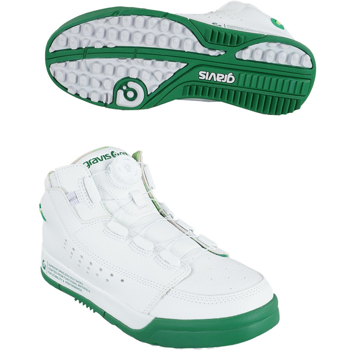 gravis ゴルフ スニーカー ホワイト/グリーン グラビスゴルフ