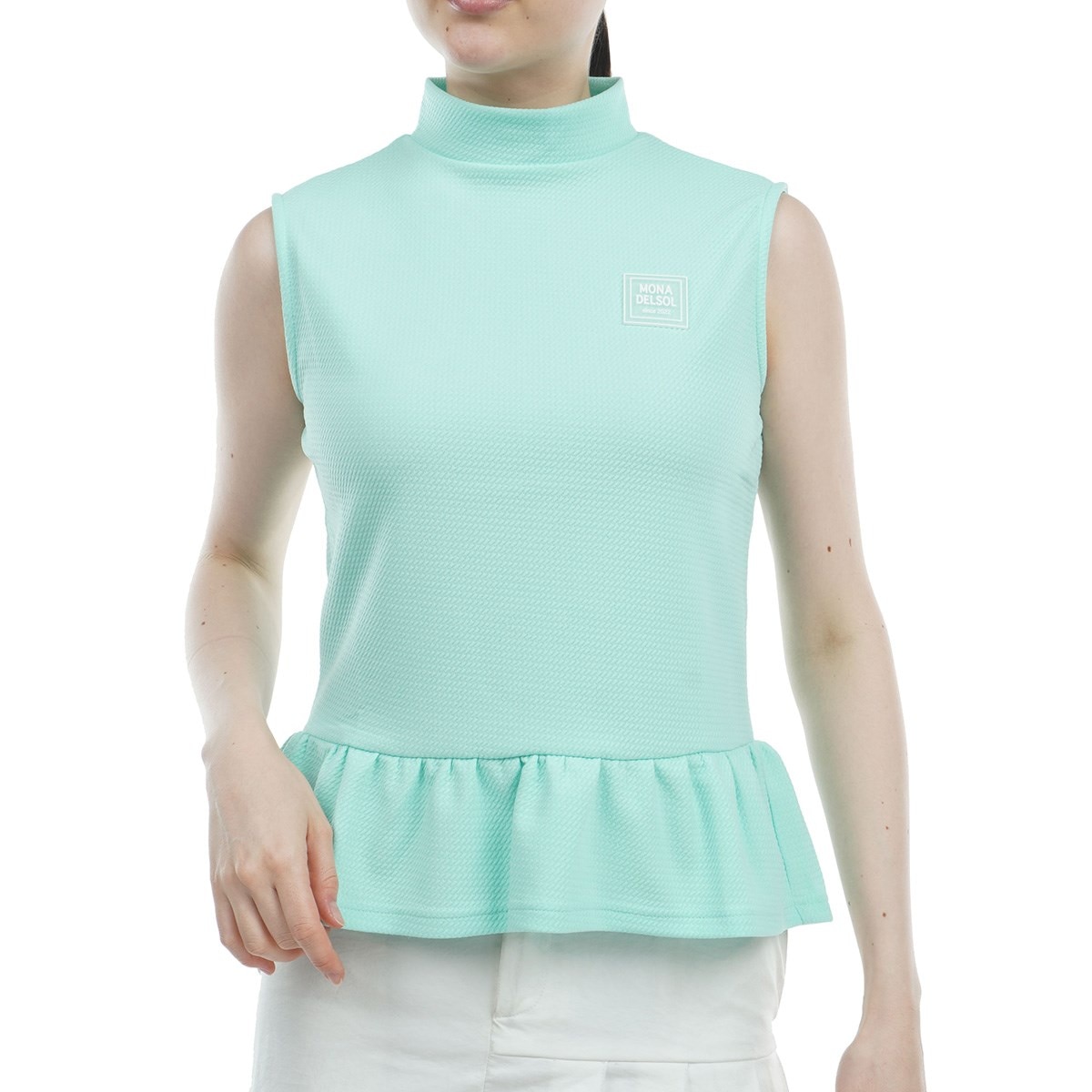 セール・アウトレット】ワンポイントペプラム ストレッチノースリーブ