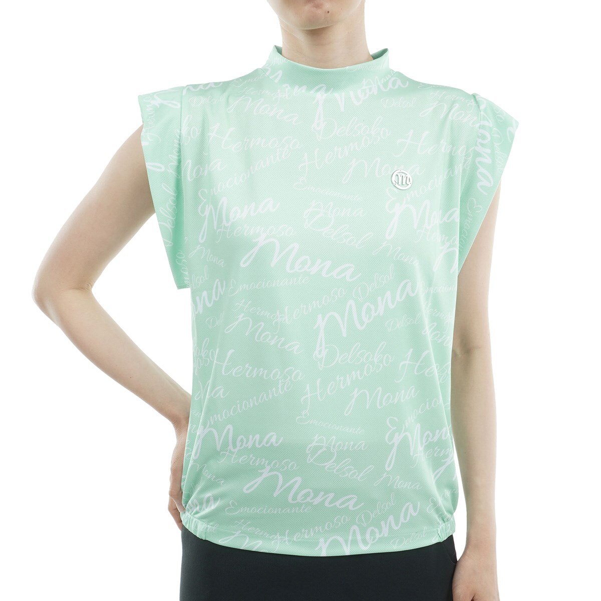 セール・アウトレット】総ロゴ柄ブラウジング モックネック半袖シャツ