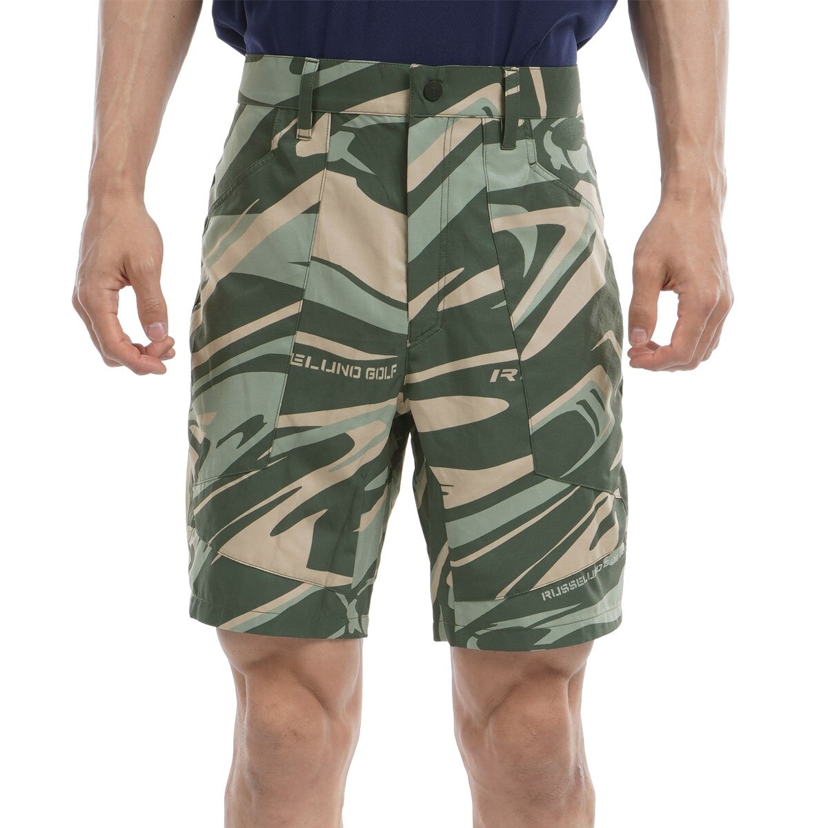 アウトレット】ストレッチ ABSTRACT CAMO パターン ハーフパンツ