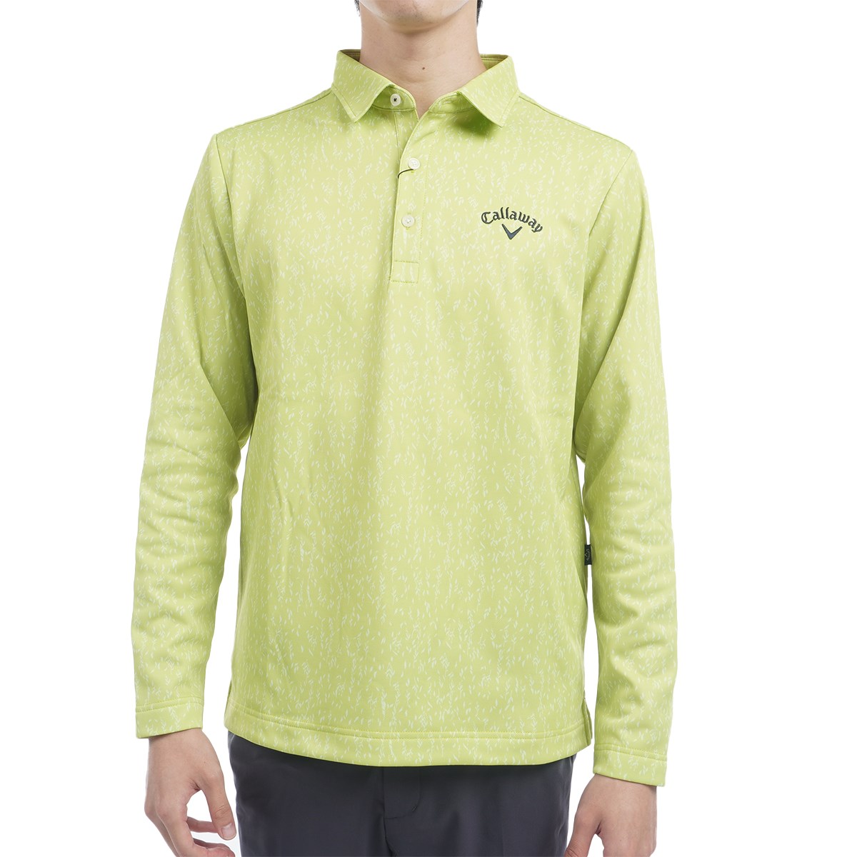 セール・アウトレット】フェザープリント裏起毛長袖ポロシャツ