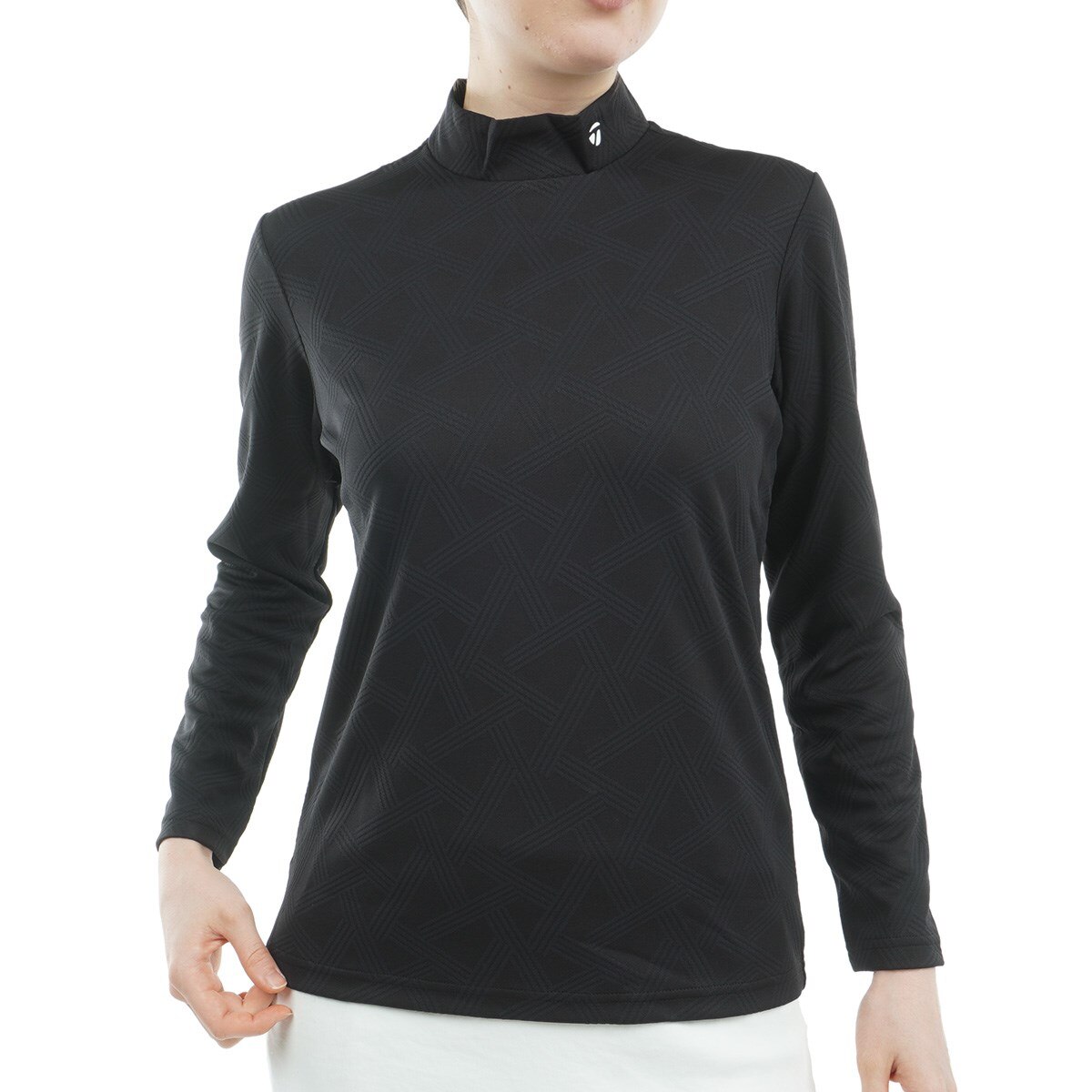 ☆【TAYLORMADE 】☆テーラーメイドブラックモックネックフリルシャツ セール・アウトレット】ストレッチ グラフィック モックネック