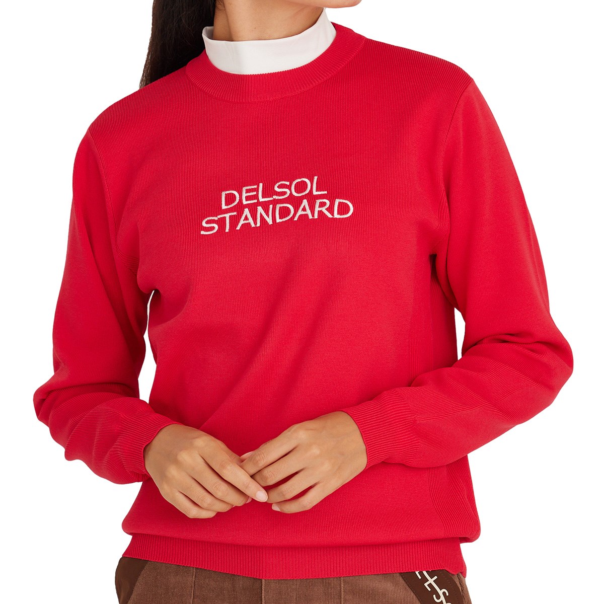 セール・アウトレット】リブ使いストレッチ クルーネックセーター