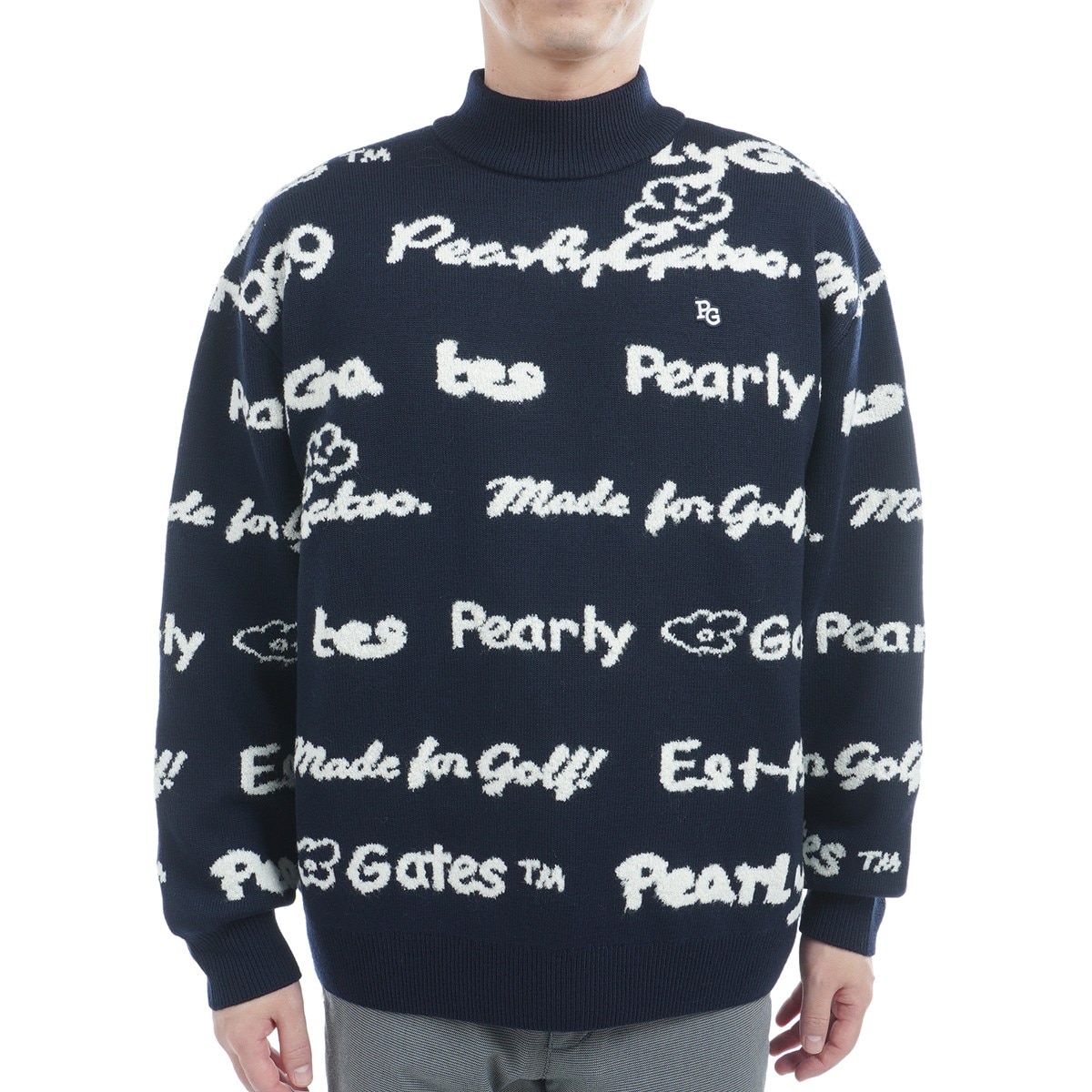 PEARLYGATESハイネック長袖セーター 青 PEARLYGATESハイネック長袖セーター 青 即日発送】PEARLYGATES