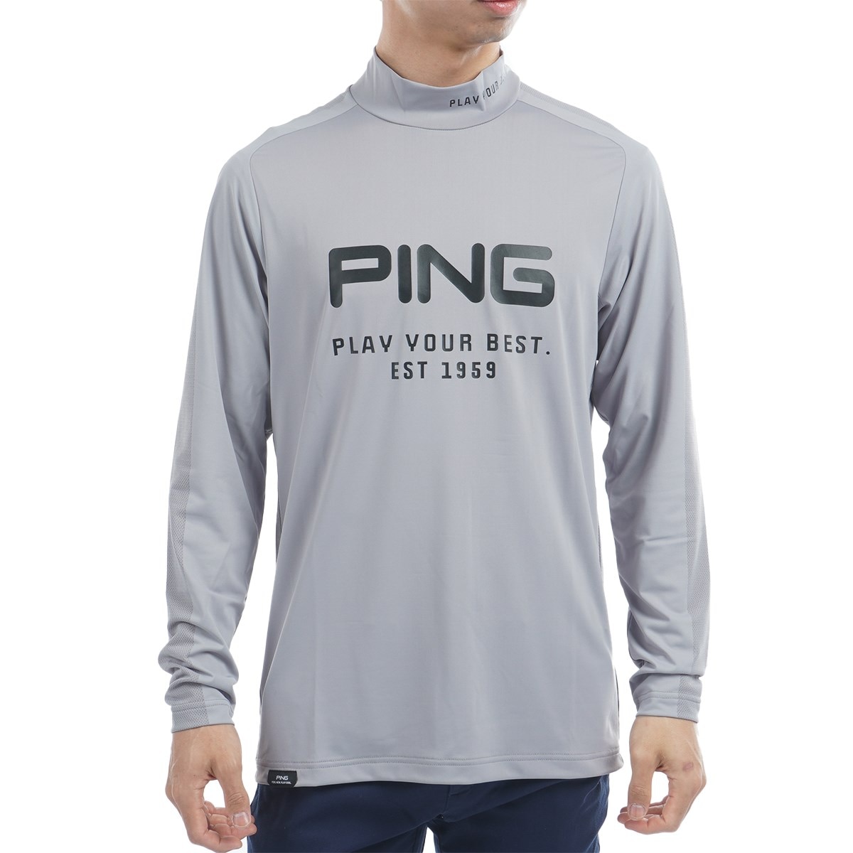 [新品] PING 高通気素材メッシュ ハイネック ゴルフ シャツ 別注 黒 M PING ピン パフォーマンスライン ダブルメッシュ ハイネック