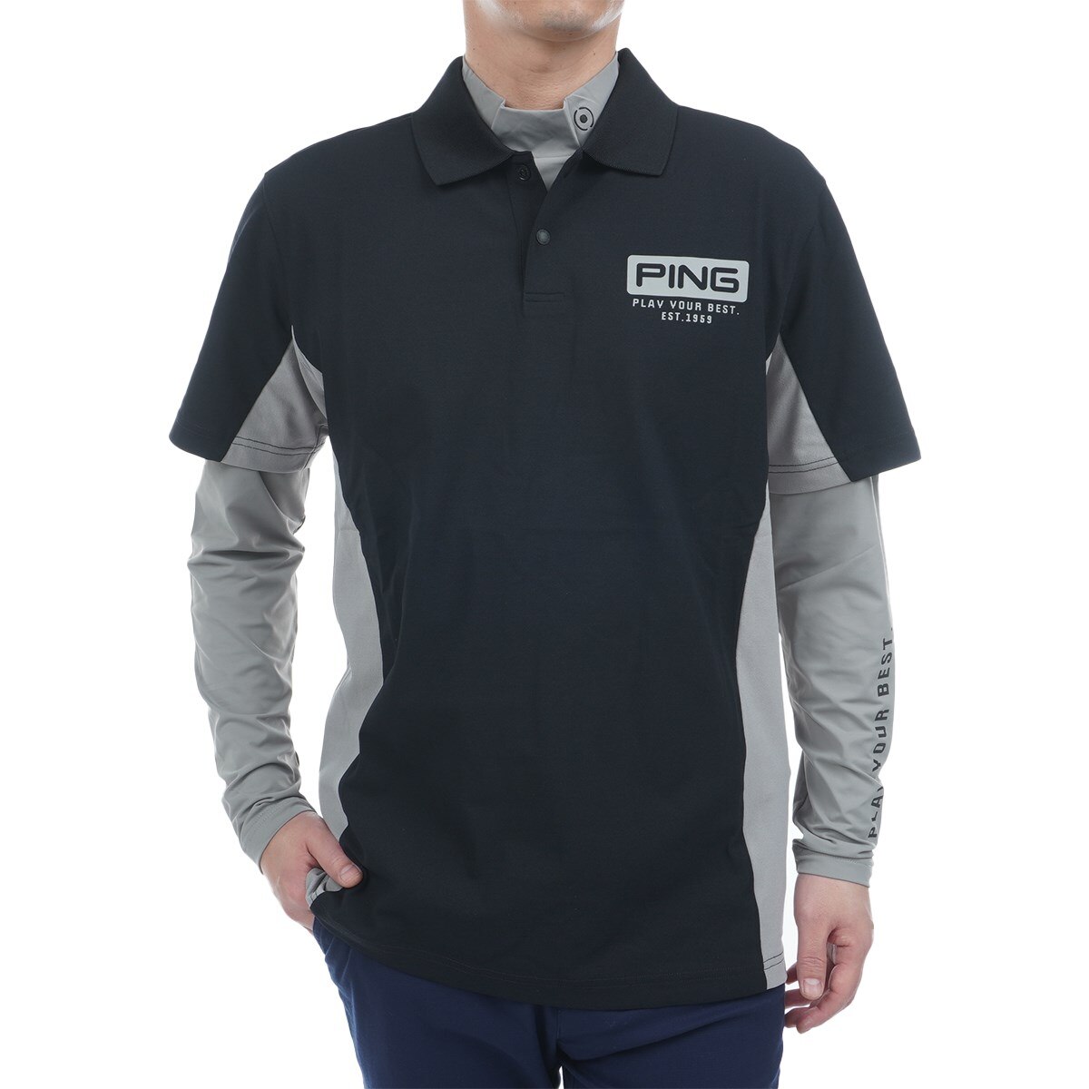 PING ポロシャツ ブラック/グレー　X L PING APPAREL】半袖ニットポロシャツ ＜PERFORMANCE＞ (MENS