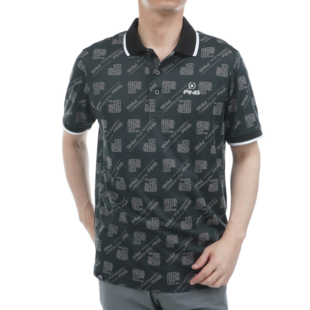PING APPAREL ゴルフ メンズ バイアスロゴジャカード半袖ポロシャツ PING APPAREL ゴルフ メンズ バイアスロゴジャカード半袖ポロシャツ