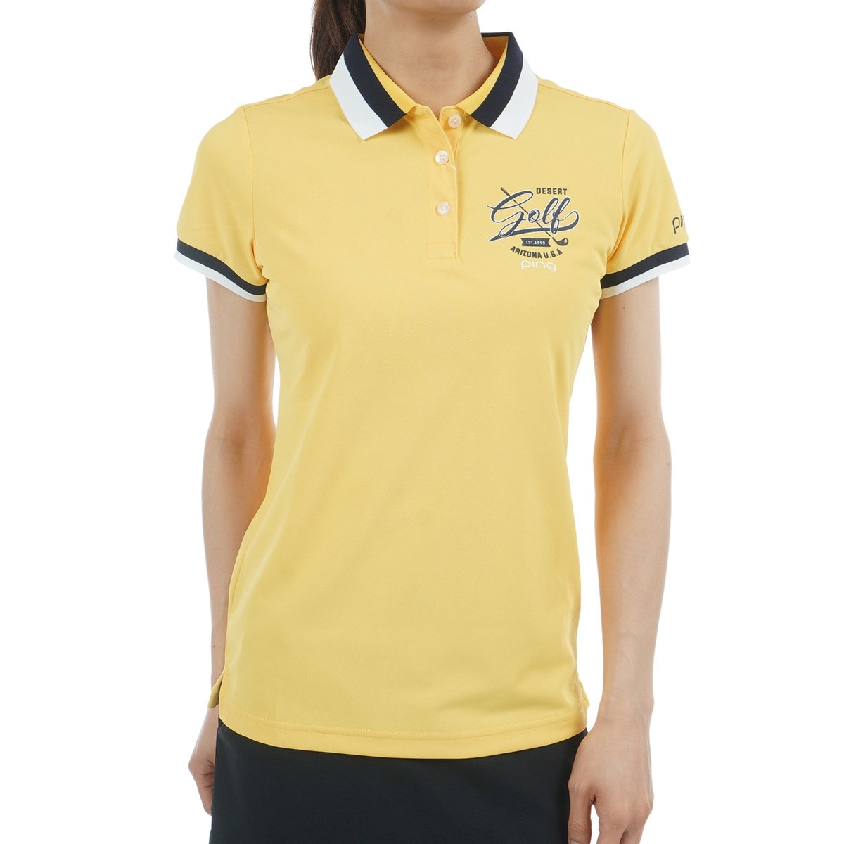 新品　PING ピン　セットアップ　ポロシャツ　半袖　スカート　黄色　Sサイズ 新品 PING ピン セットアップ ポロシャツ 半袖 スカート 黄色 Sサイズ