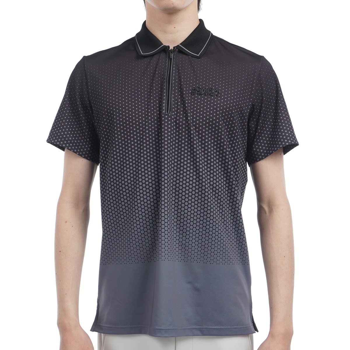 アドミラル　Admiral　ストレッチ ドットグラデーション ハーフジップ半袖ポロシャツ セール・アウトレット】ストレッチ ドットグラデーション ハーフジップ