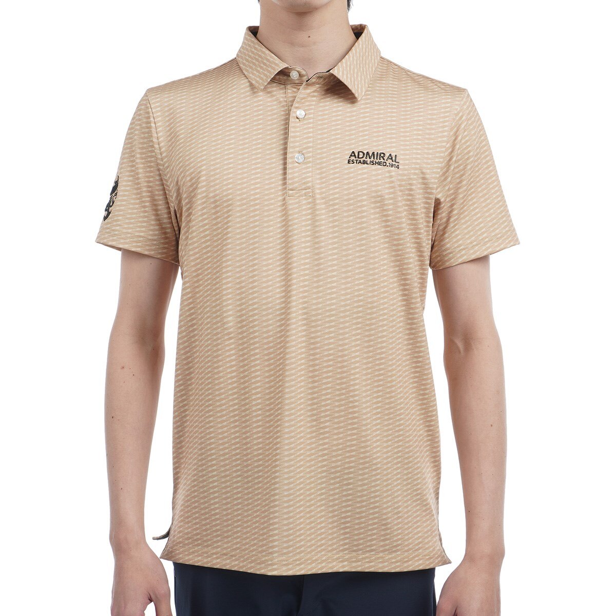 セール・アウトレット】ストレッチ 小紋柄 プリント半袖ポロシャツ