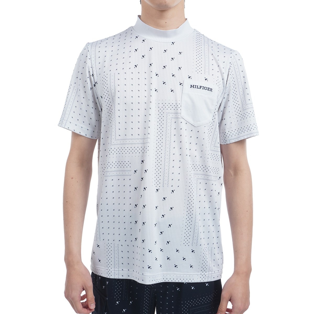 ゴルフウェア　トミー ヒルフィガー ゴルフ メンズ バンダナプリント 半袖 モックネックシャツ THMA524 [2025年春夏モデル] セール・アウトレット】バンダナプリント モックネック半袖シャツ(半袖