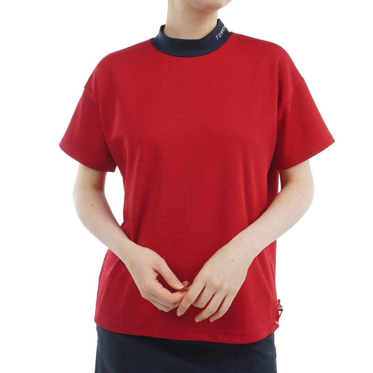 ジャカードリラックス モックネック半袖シャツ レディス(半袖シャツ