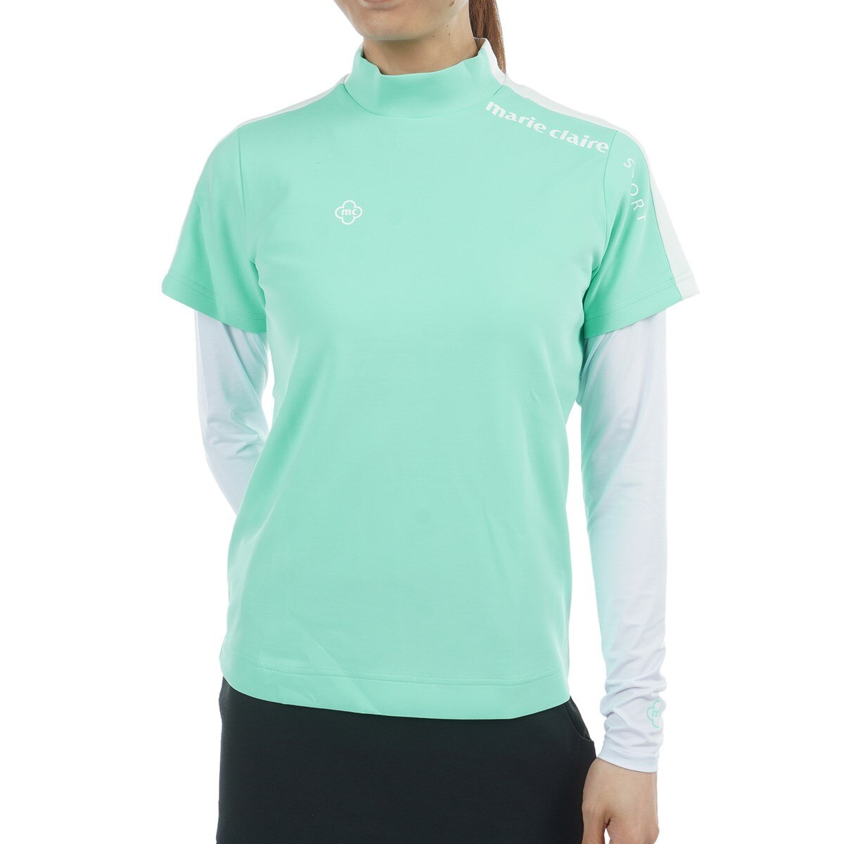 セール・アウトレット】ストレッチ 長袖インナーシャツ付きモック