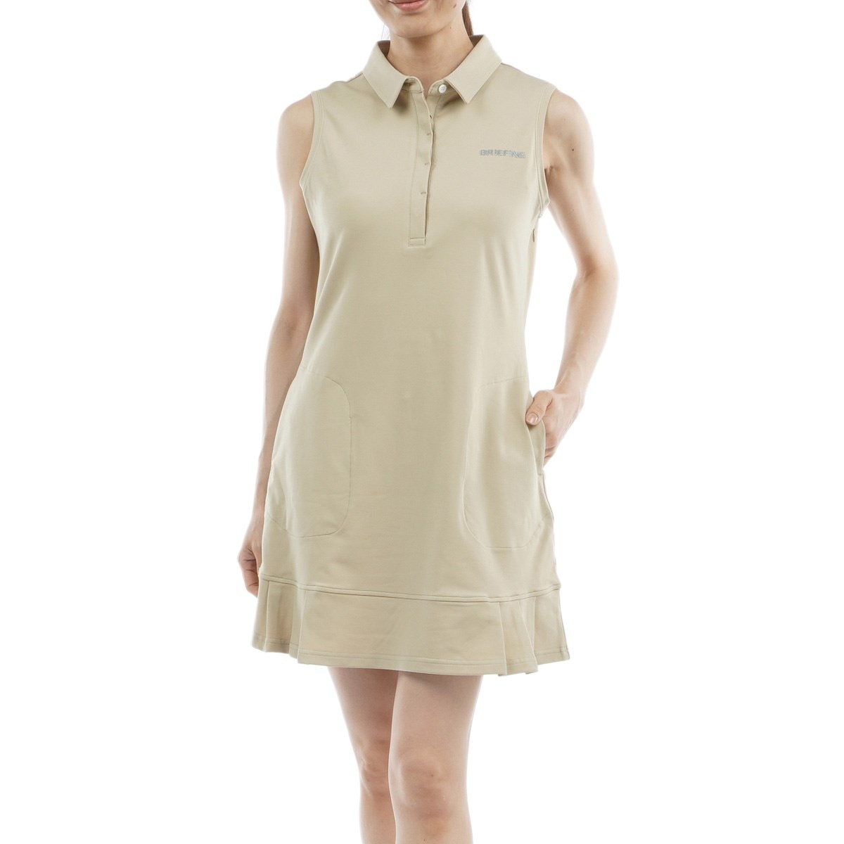 BRIEFING GOLF WOMENS リネンタッチ ノースリーブワンピース ストレッチ リネンタッチ プリーツ ノースリーブワンピース