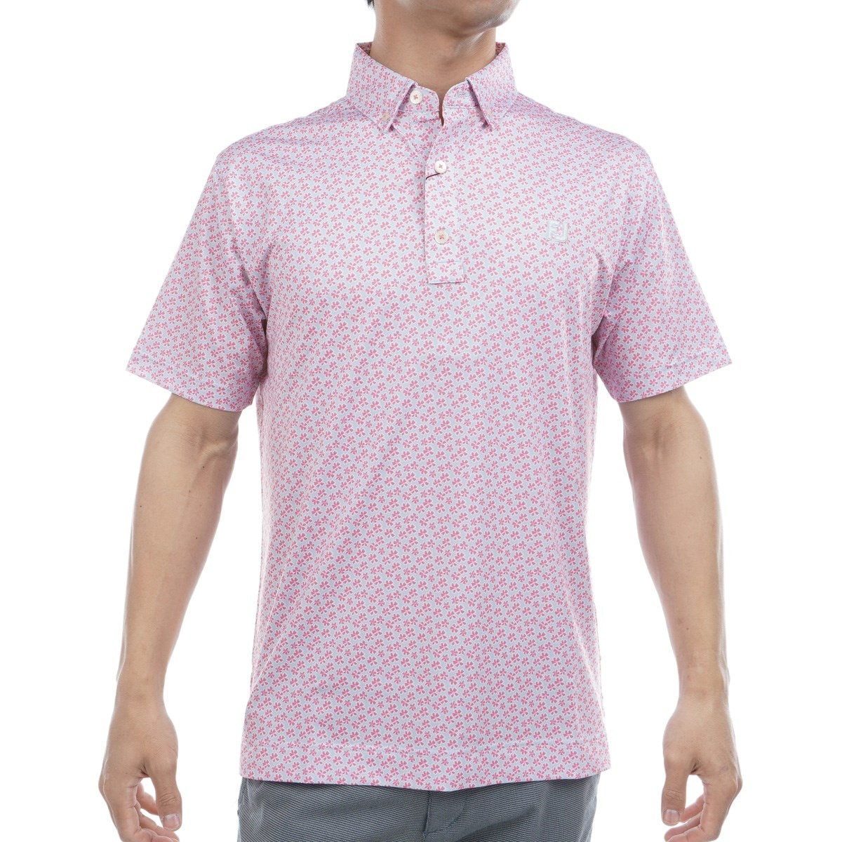 セール・アウトレット】ストレッチ フラワープリント半袖ボタンダウン