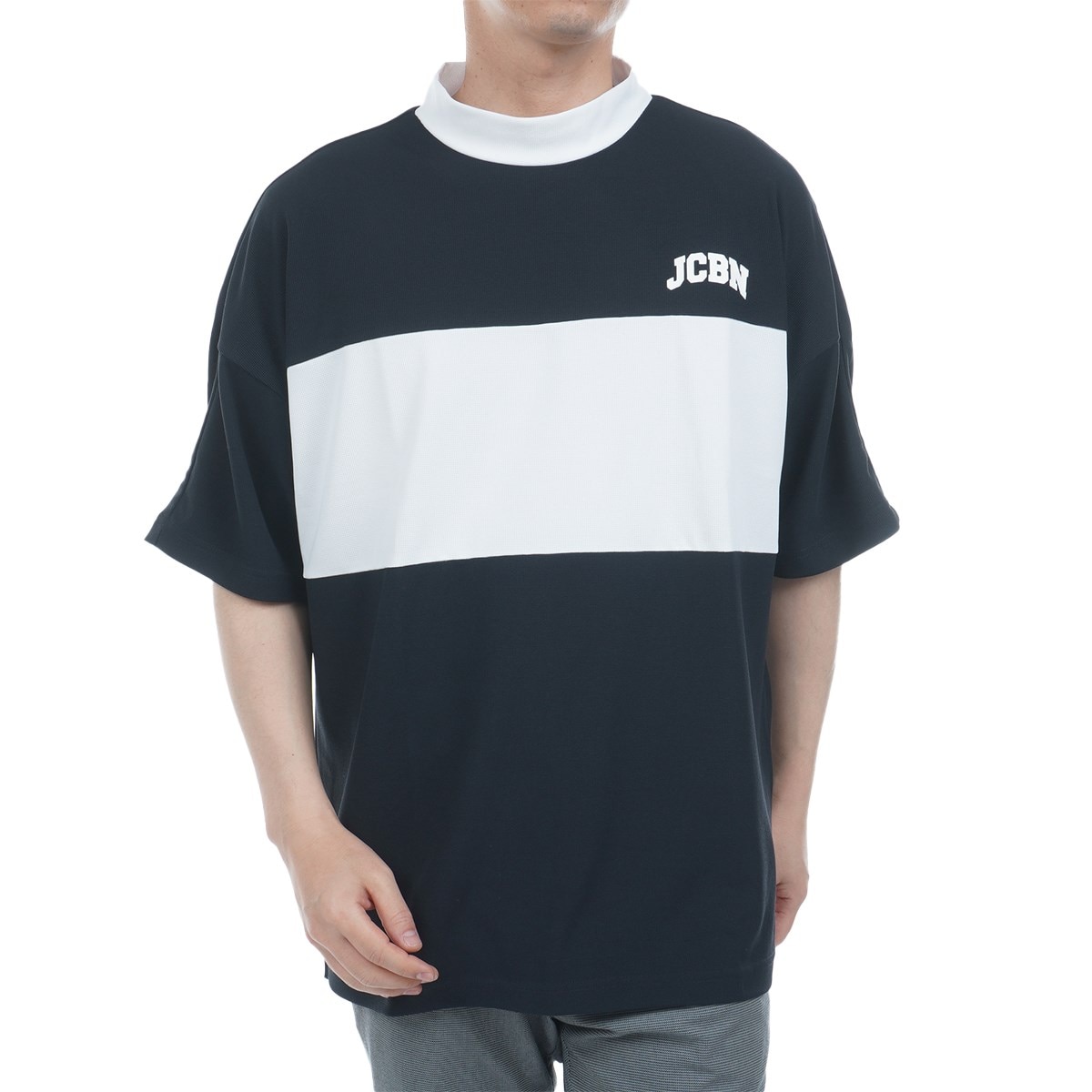 セール・アウトレット】ミニワッフル モックネック半袖シャツ(半袖