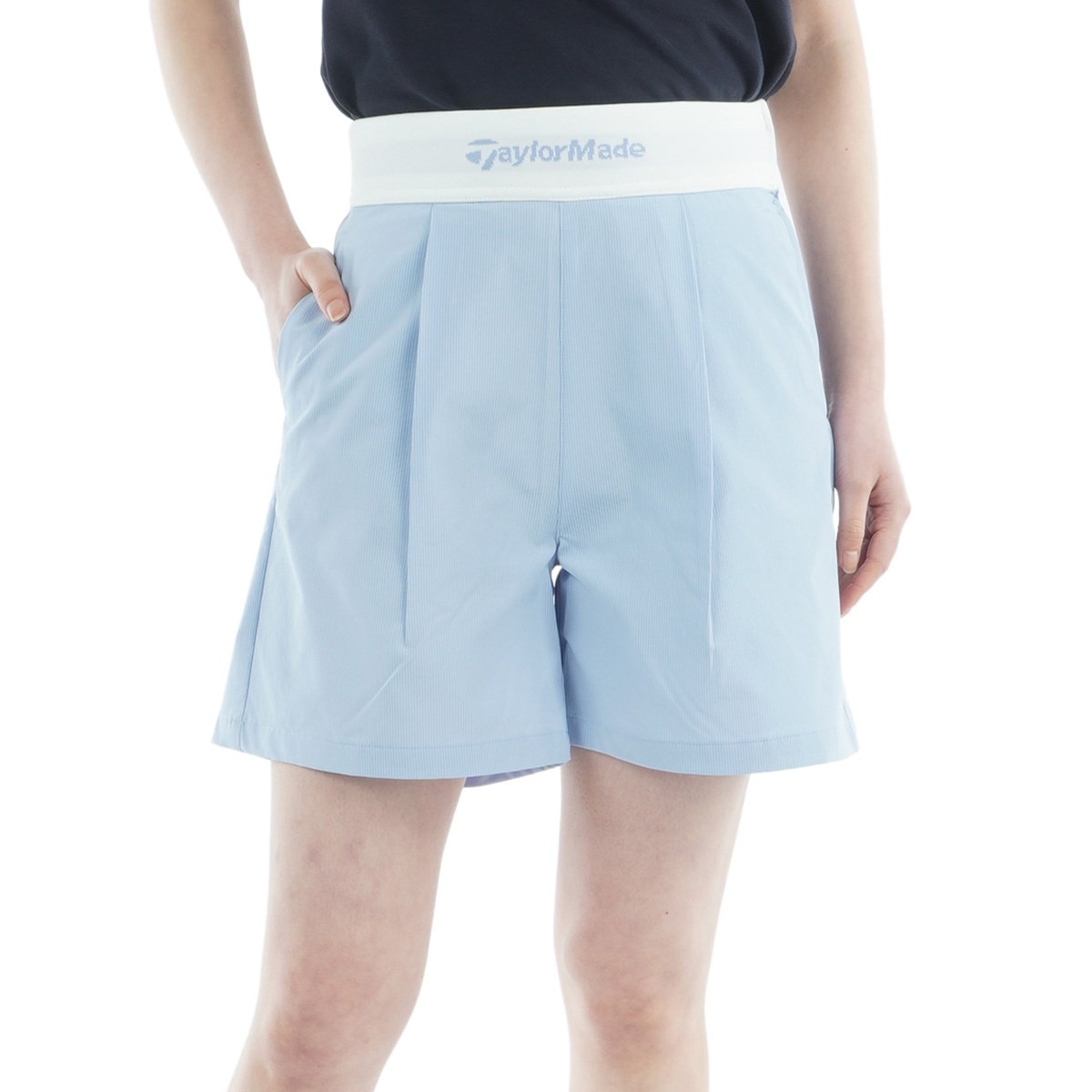 ストレッチ ウエストリブ ワンタックショートパンツ レディス