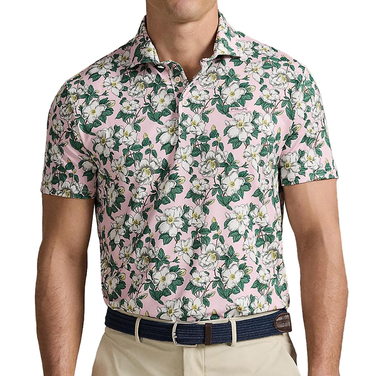 RLX RALPHLAUREN ラルフローレン ポロシャツ ゴルフ S RLXラルフローレン 半袖ポロシャツ ライトブルー ロゴ白レッド