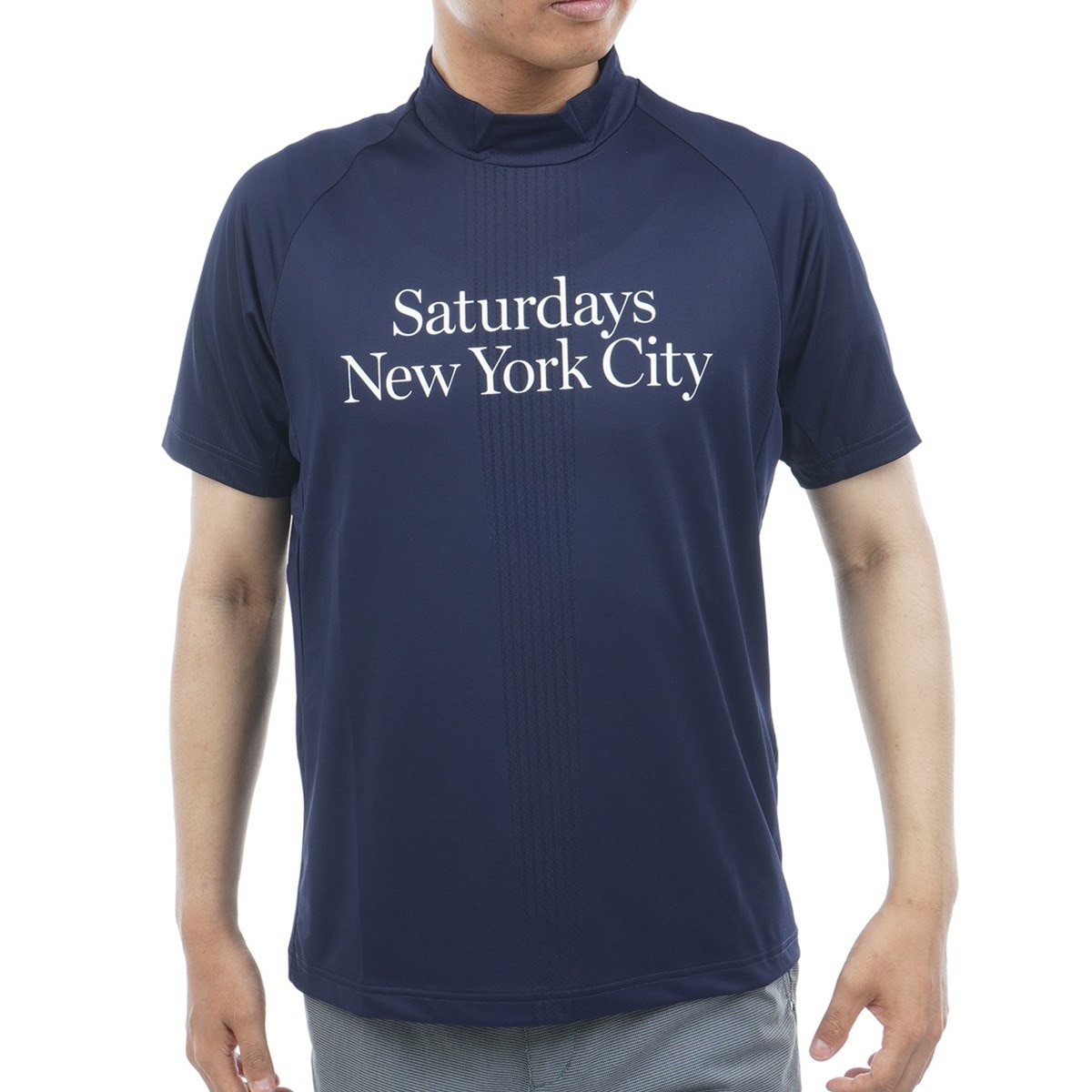 新品Saturdays Golf Saturdays NYC半袖モックシャツXL メッシュジャカード モックネック半袖シャツ(半袖シャツ