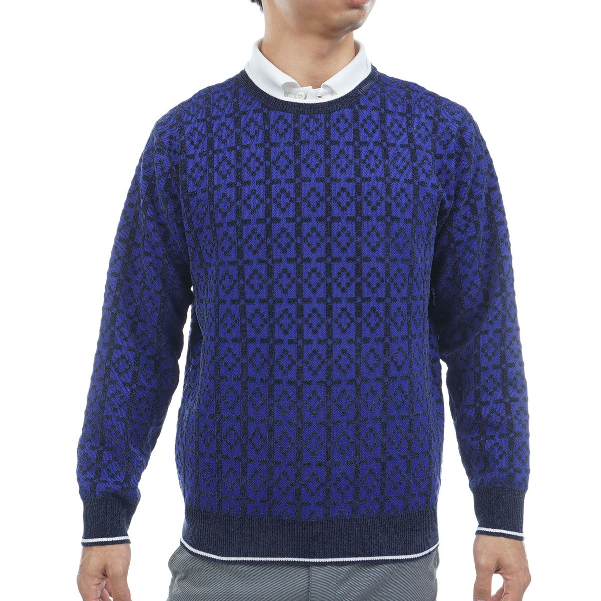 プラハパターンクルーネックセーター(中間着(セーター、トレーナー