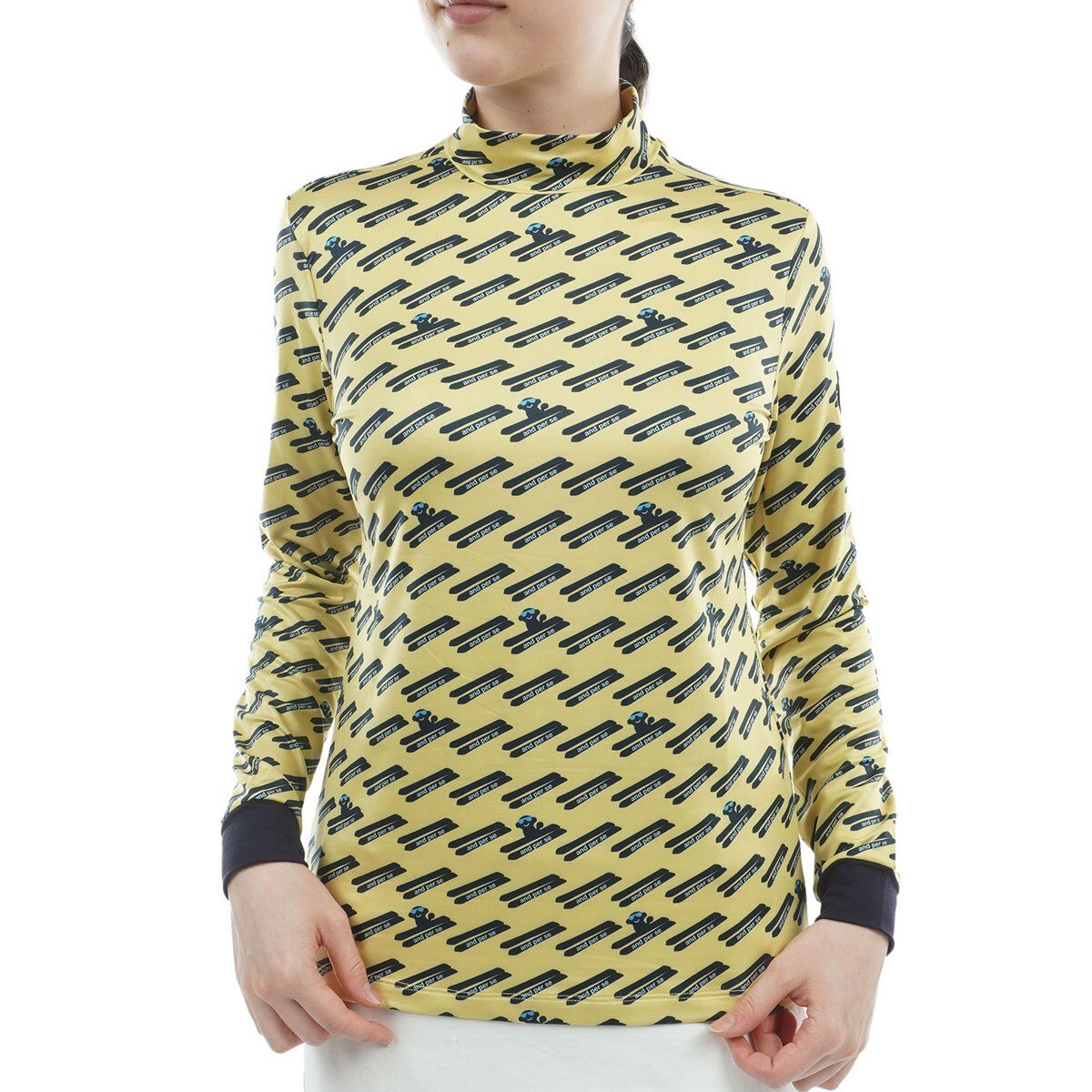 アンパスィ　and per se　ストレッチ 裏起毛 ソフトニット長袖モックネックシャツ　レディス ストレッチ 裏起毛 ソフトニット長袖モックネックシャツ レディス(長袖