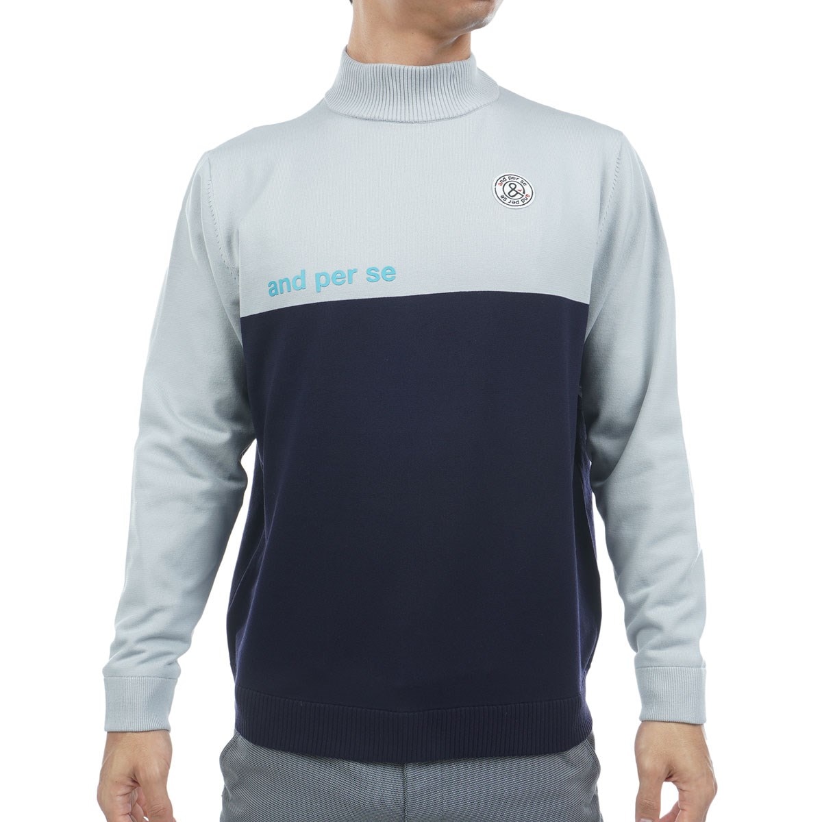 【アンパスィ】ゴルフ ハイネック ボーダー セーター リブ ワッペン L 黄×青 アンパスィ】ゴルフ ハイネック ボーダー セーター リブ