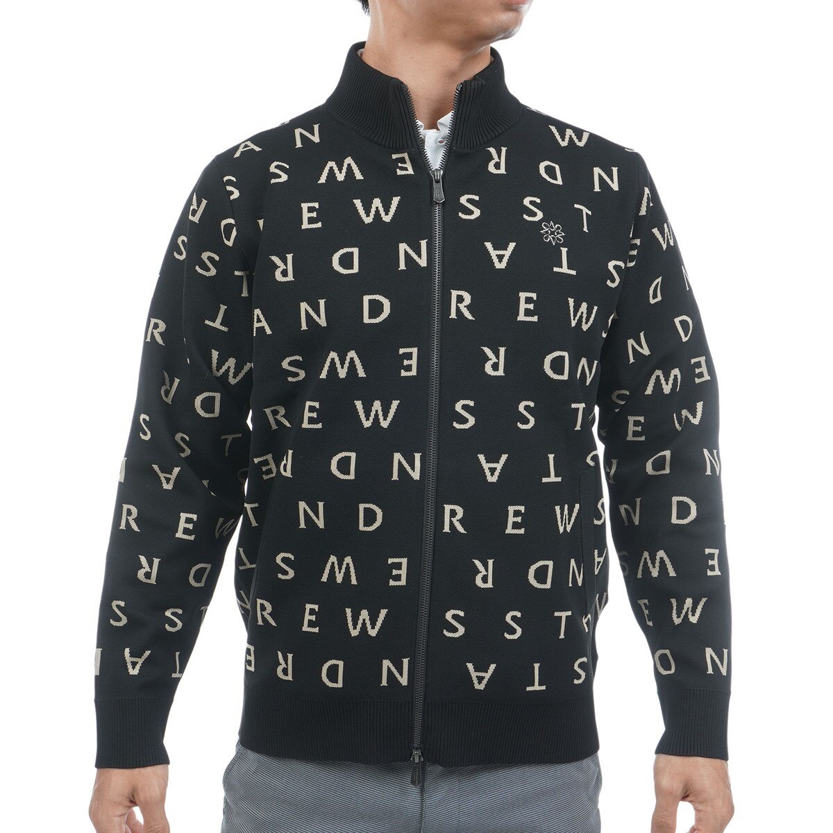 ロゴジャカードニットフルジップセーター(中間着(セーター、トレーナー