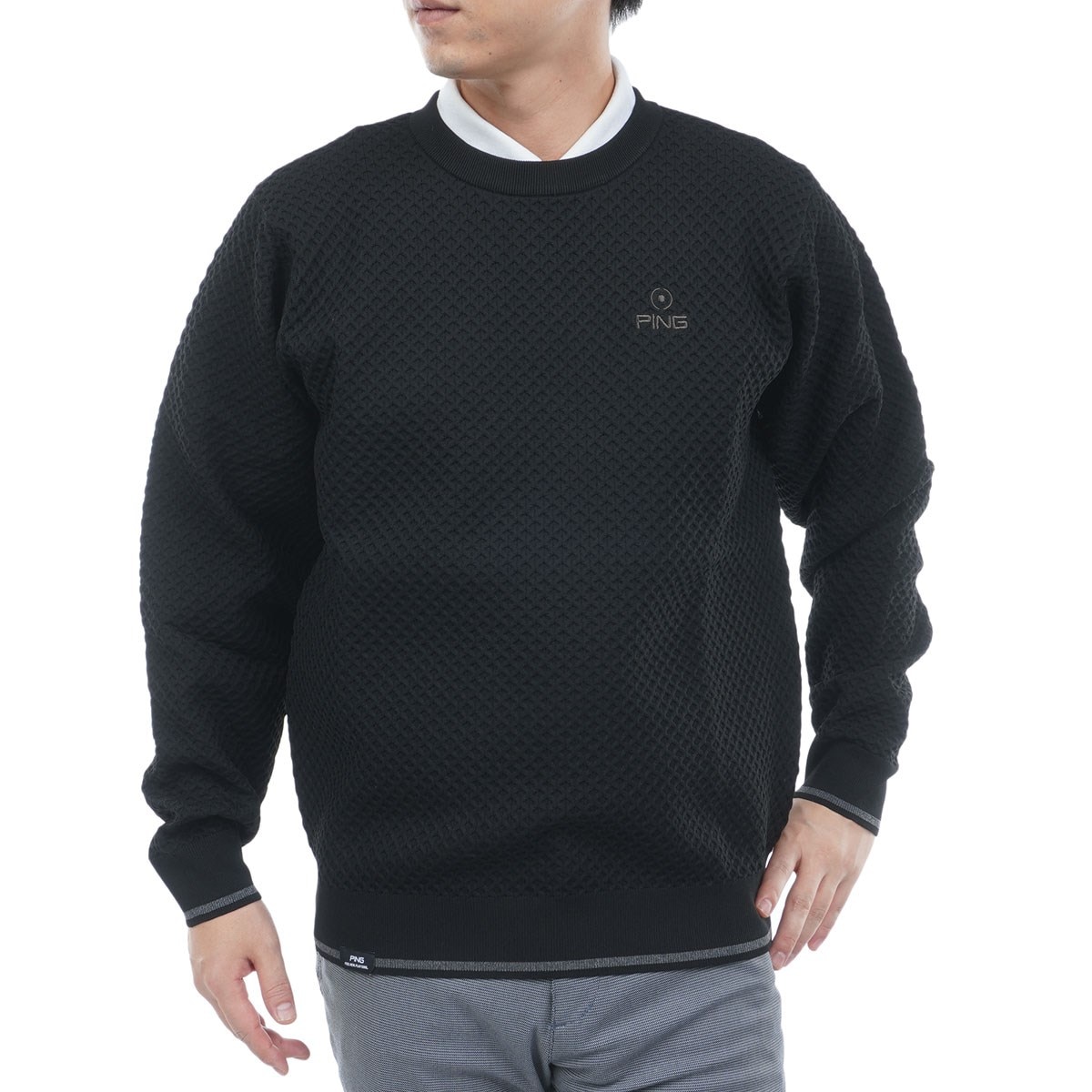 ハチノス編み ストレッチクルーネックセーター(中間着(セーター