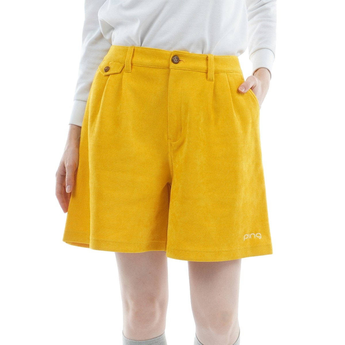 ニットコーデュロイ ツータックキュロットパンツ レディス