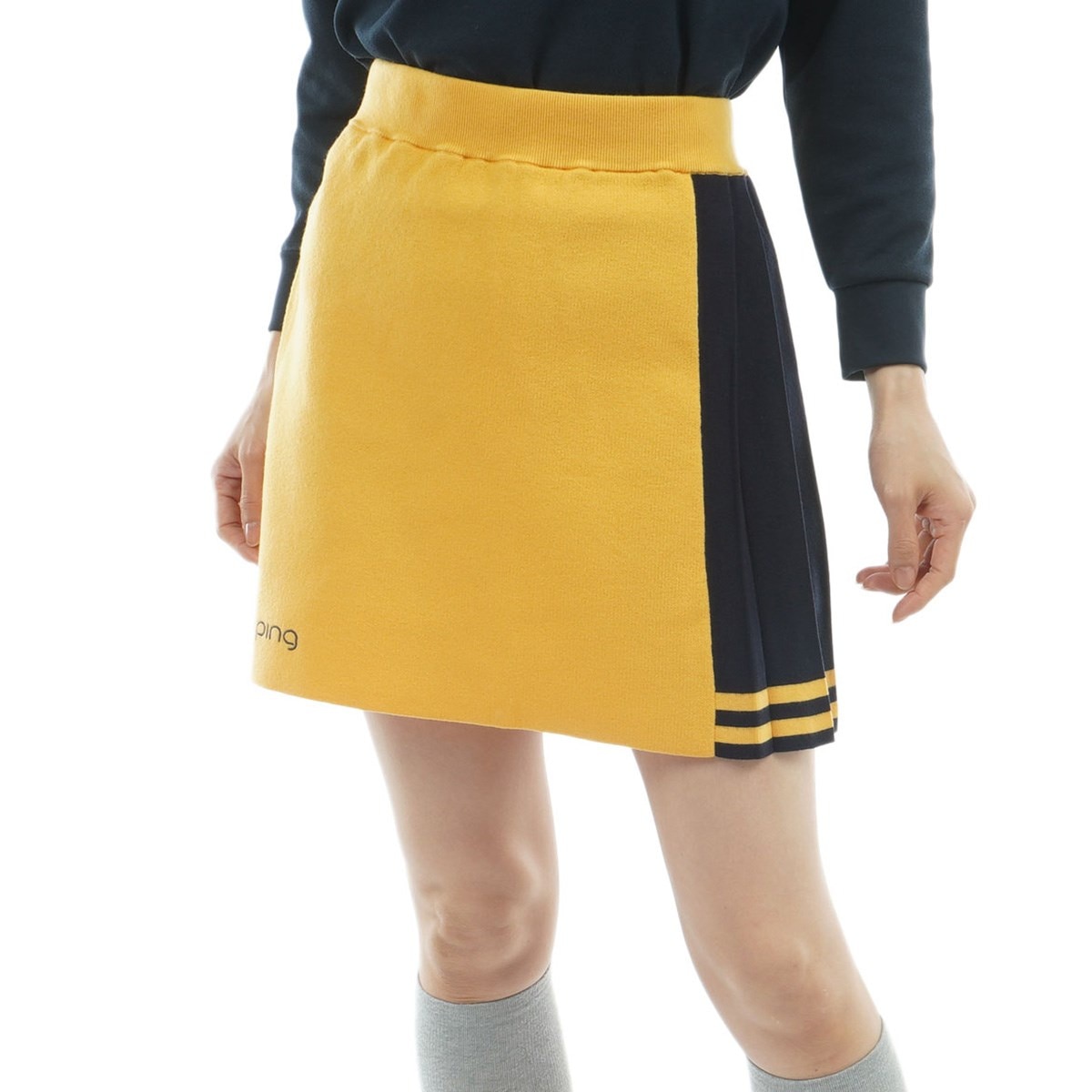 【新品】UTAA♡ゴルフウェア　プリーツ　スカート　インナー付♡イエロー黄　S サイドプリーツ バイカラースカート レディス(スカート)|PING(ピン