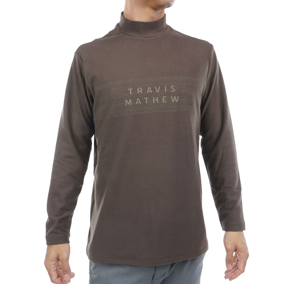 チェストプリント モックネック長袖シャツ(長袖シャツ・ポロシャツ