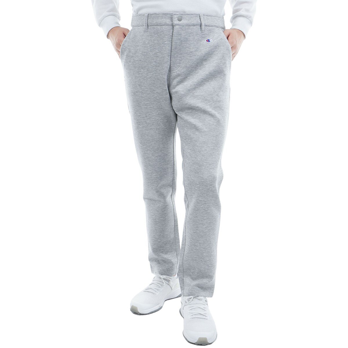 Champion スリムフィット グレー ゴルフパンツ ストレッチ 保温 テックウイーブ3LS 三層構造 スウェットロングパンツ