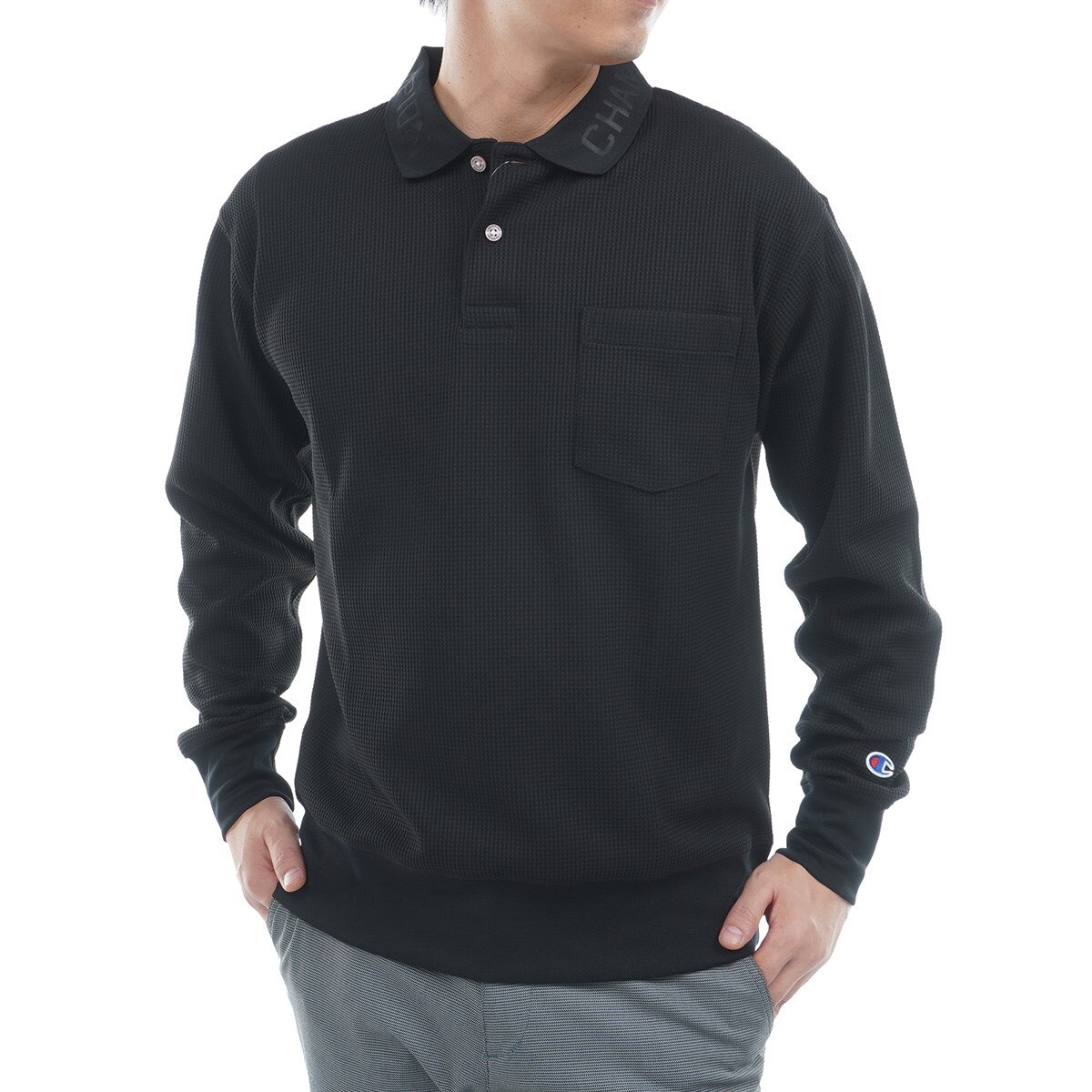 UVカット 速乾 保温 遮熱 ソフトサーモワッフル 長袖ポロシャツ(長袖