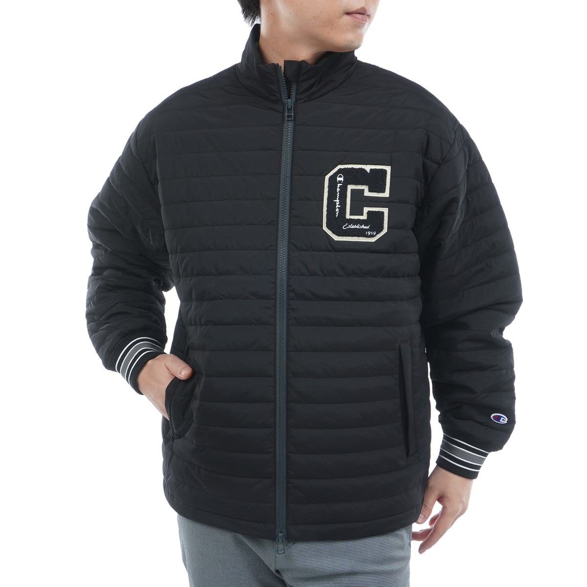 撥水 防風 保温 ブライトストレッチクロス 中綿ジップジャケット