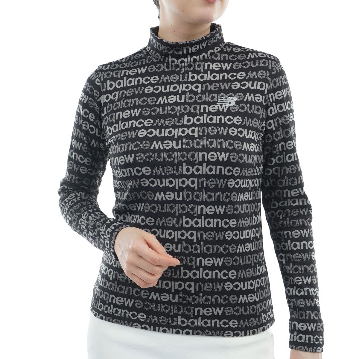 ロゴジャカード裏起毛 長袖モックネックプルオーバー レディス