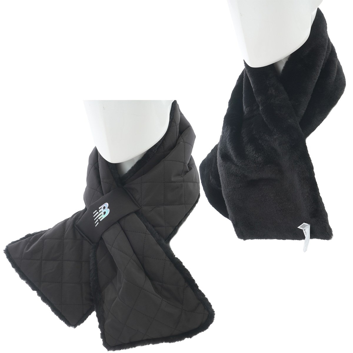 リバーシブル キルト フェイクファー ネックウォーマー レディス