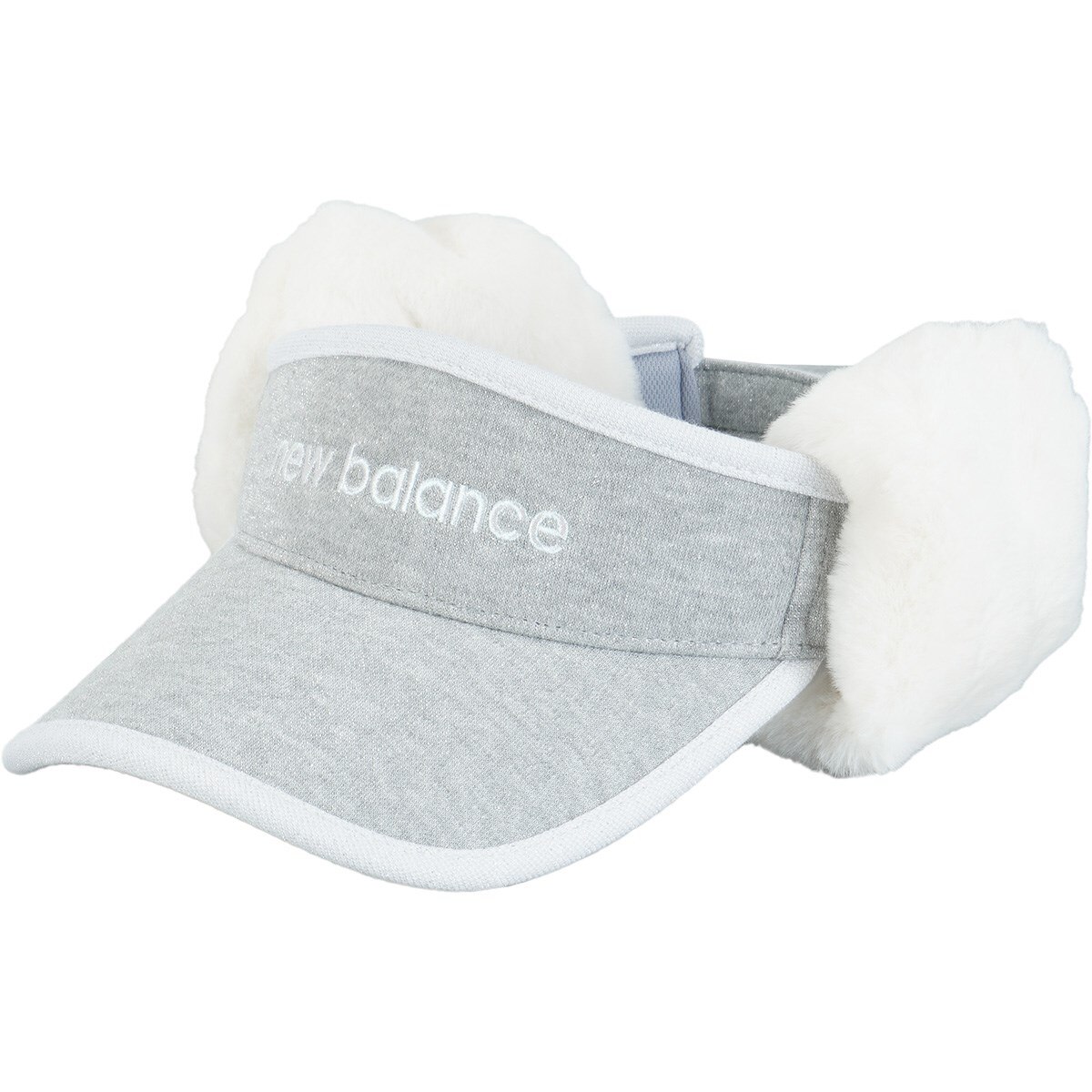 【新品未使用】モコモコバイザー 2WAY ラメジャージー フェイクファー サンバイザー レディス(【女性