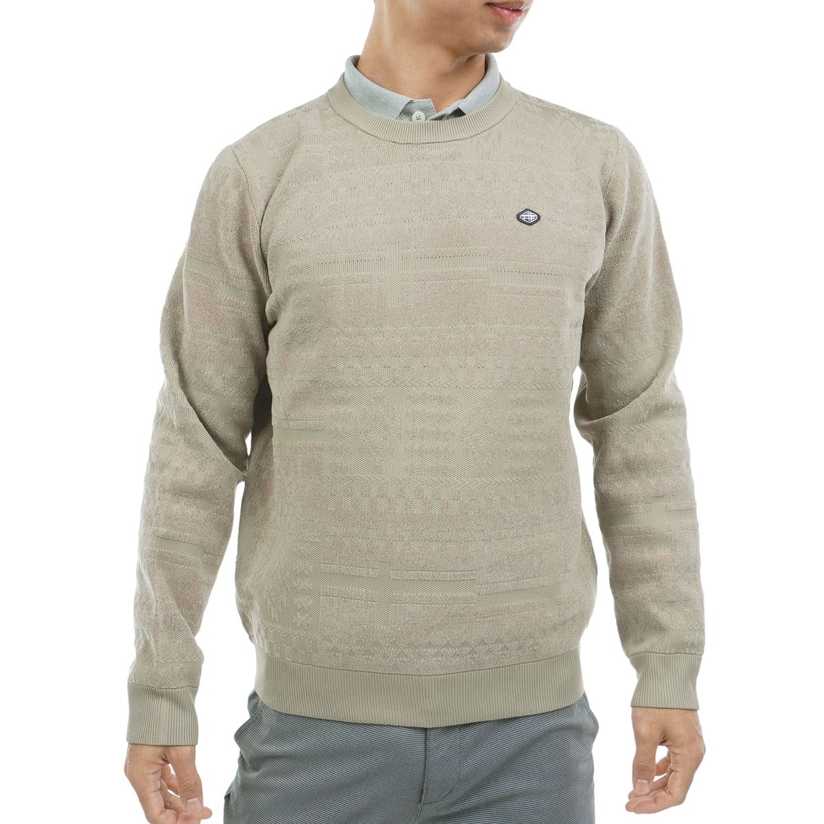 フィドラ　セーターM ストレッチ ジャカード クルーネックセーター(中間着(セーター