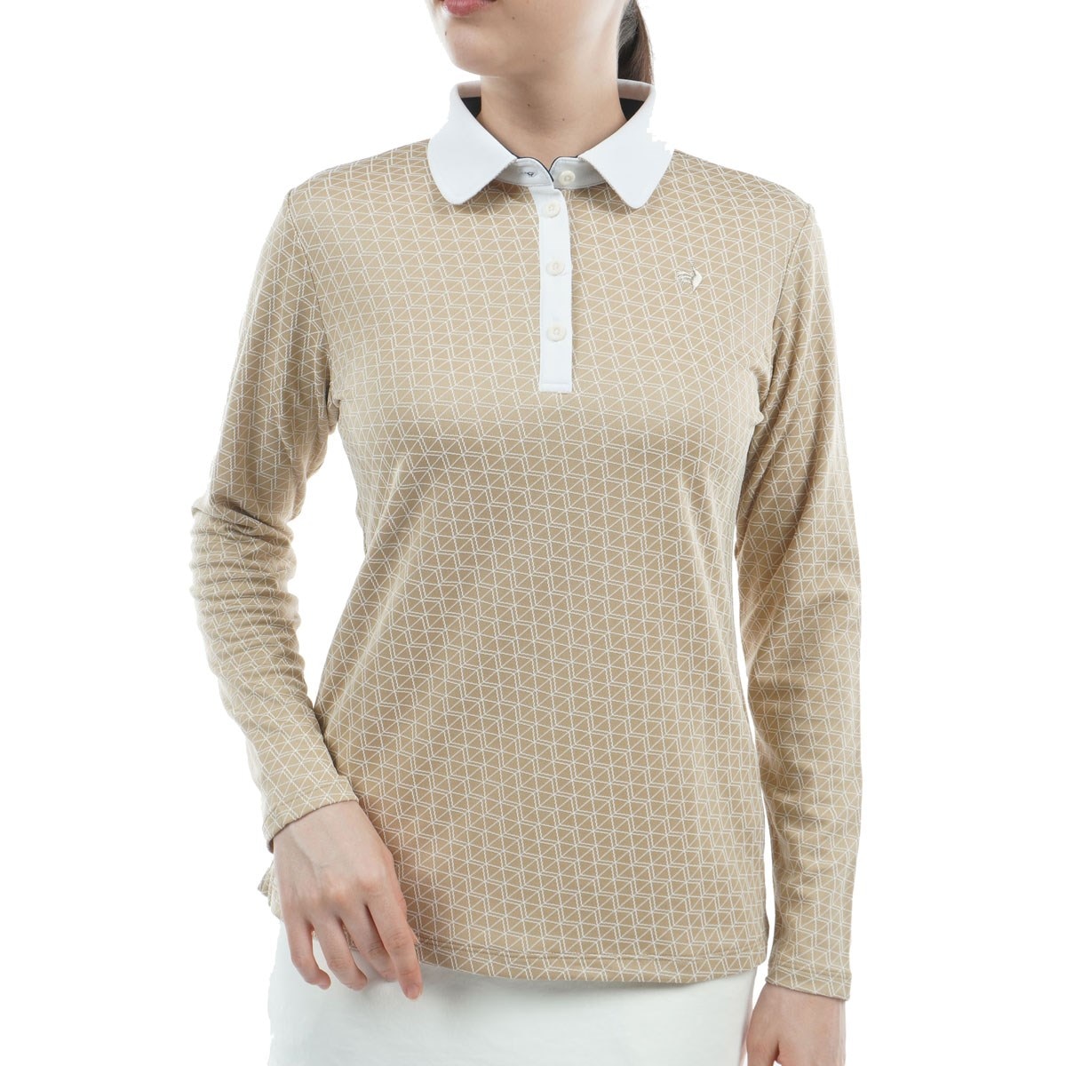 ストレッチ 総柄長袖ポロシャツ レディス(長袖シャツ・ポロシャツ)|Le