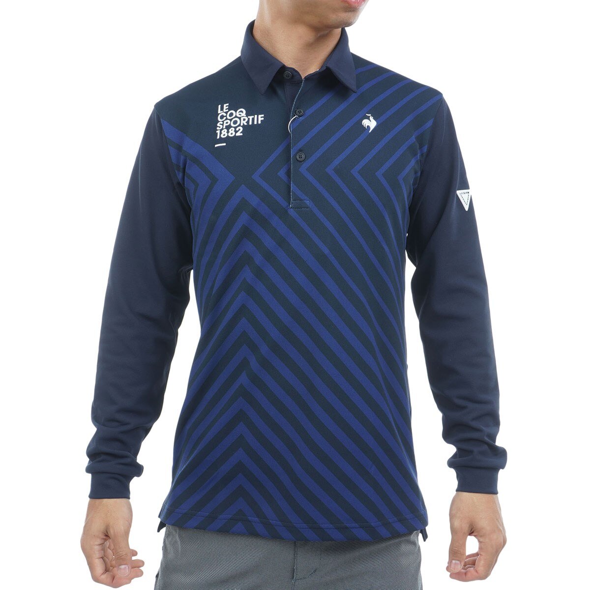 ストレッチ ラインプリント長袖ポロシャツ(長袖シャツ・ポロシャツ)|Le