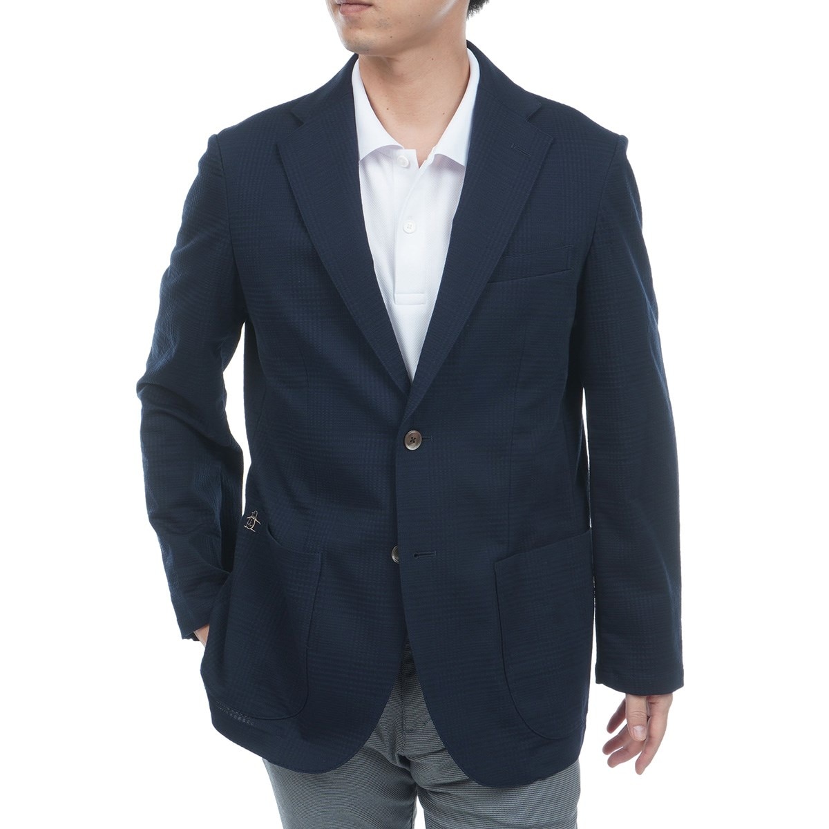 ストレッチ グレンチェックニットジャケット(アウター(ブルゾン