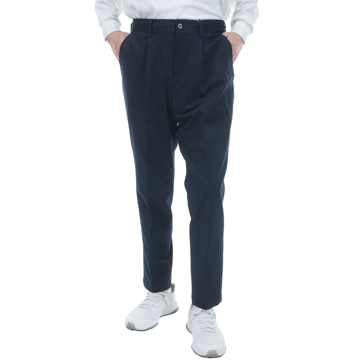 ストレッチ グレンチェック ワンタックニットパンツ(ロングパンツ