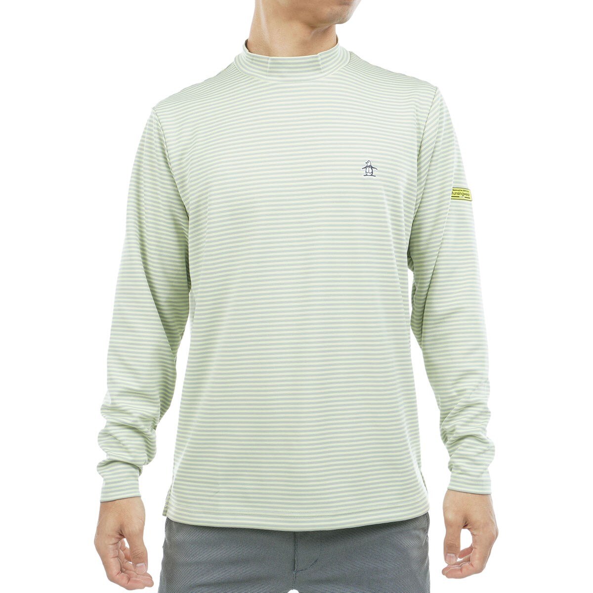 【新品】Munsingwear　モックネック長袖シャツ　ヒートナビゴルフL　蓄熱 Munsingwear 公式 マンシングウェア ボーダーモックネック長袖