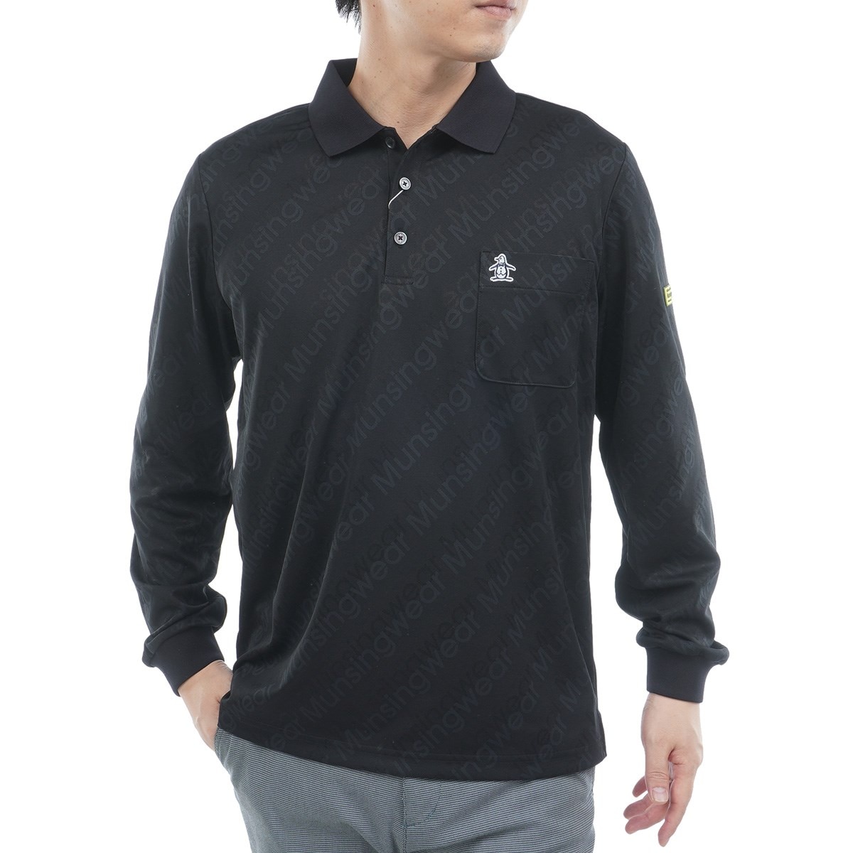 ストレッチ ロゴジャカード長袖ポロシャツ(長袖シャツ