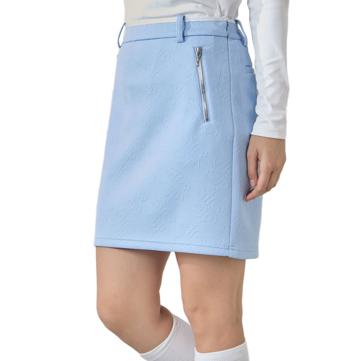 ロゴキルト風 ジャカード ファスナー付きスカート レディス(スカート