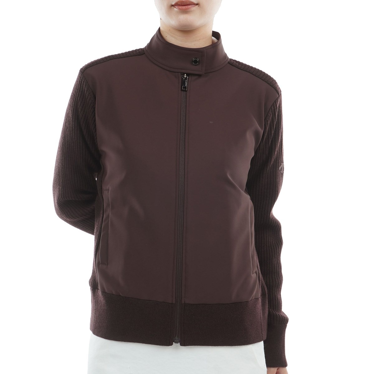 【デサントゴルフ】美品 中綿ジャケット ニット ネイビー Mサイズ レディース デサントゴルフ DESCENTE ゴルフ 防風ニットハイブリッド