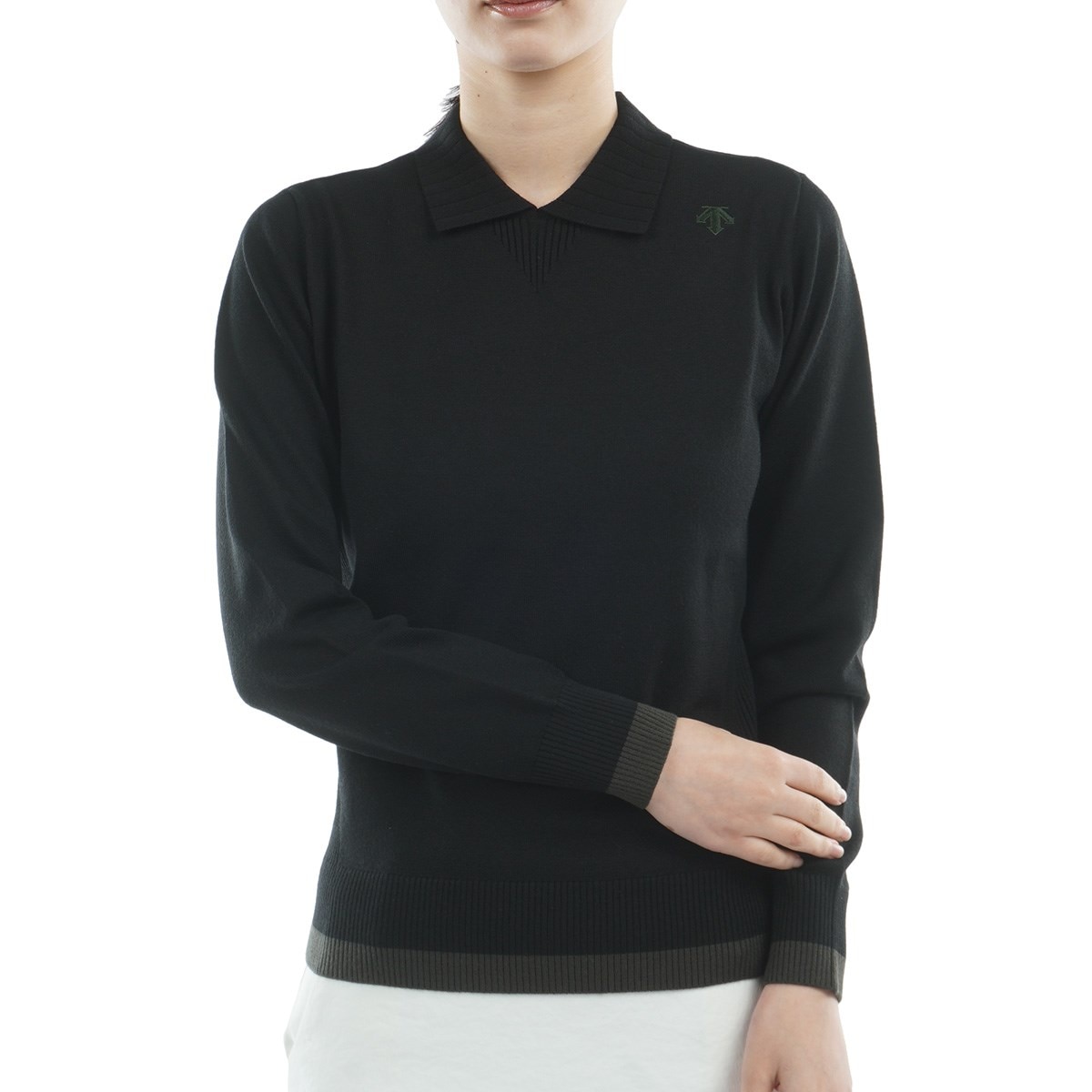 ウール混襟付きプルオーバーセーター レディス(中間着(セーター