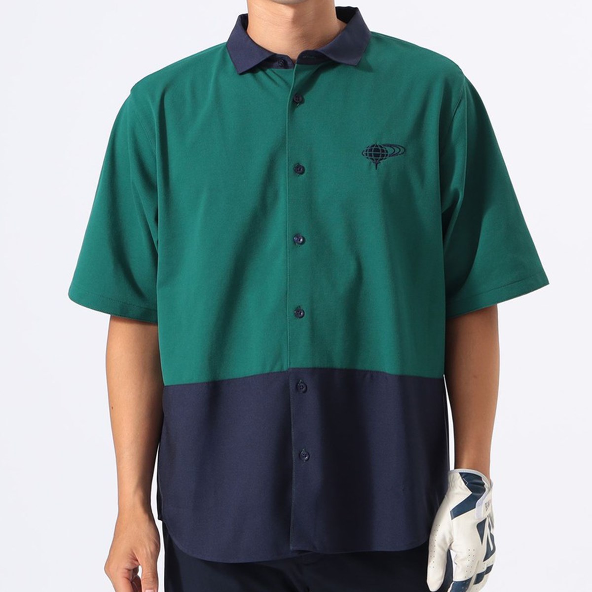 ORANGE LABEL ワイド 切り替え ポロ襟シャツ(半袖シャツ