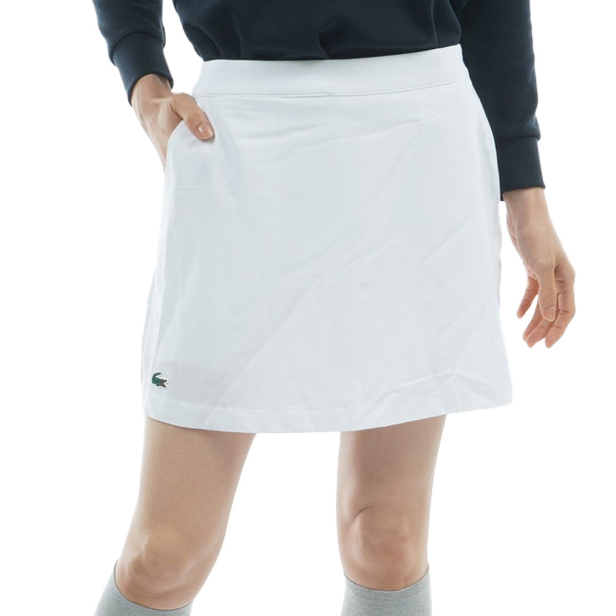 新品ラコステゴルフスカート白Lacostezoyジーフォア11号 ウルトラドライチェックゴルフスカート JF8653 - ラコステ（LACOSTE レディースウェア